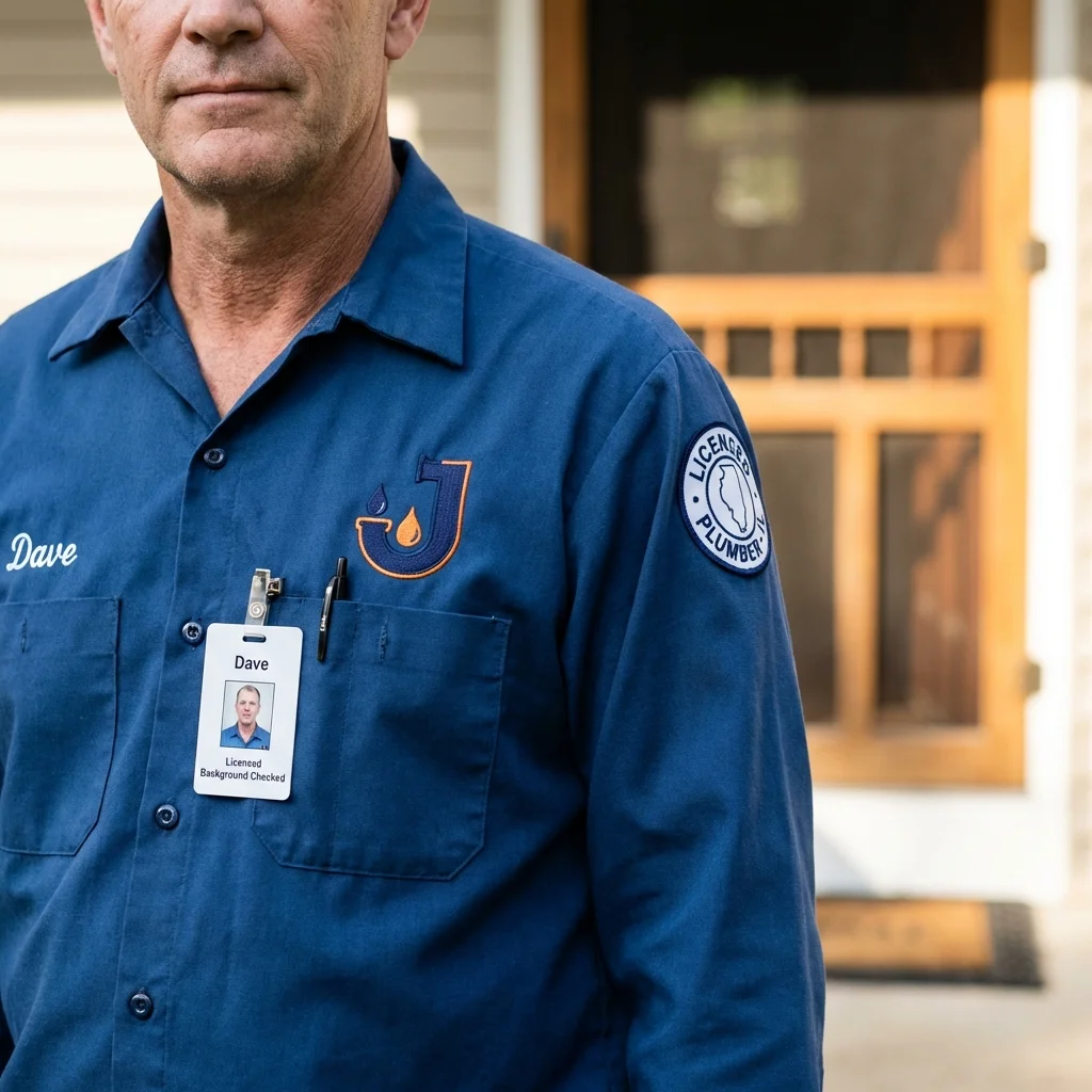 Licensed plumber showing ID badge in Mountain Grove, MO