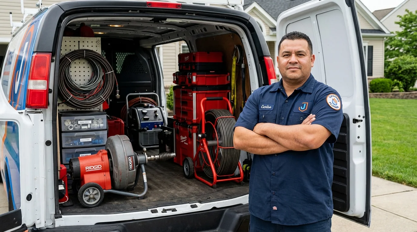 Professional drain cleaning equipment and Johns Plumbing LLC plumber in Mountain Grove