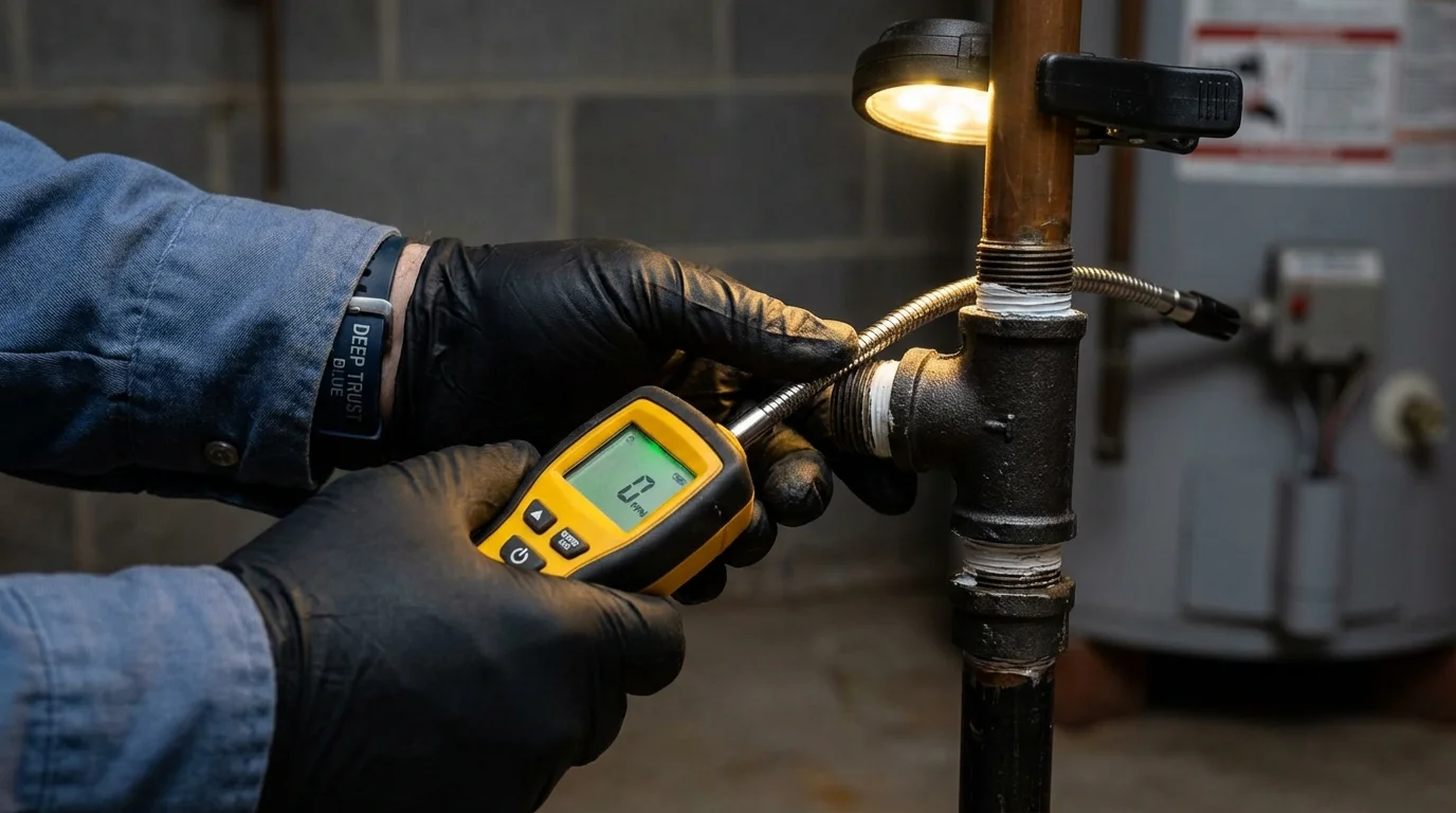 Gas leak detection with electronic sniffer by Johns Plumbing LLC in Mountain Grove