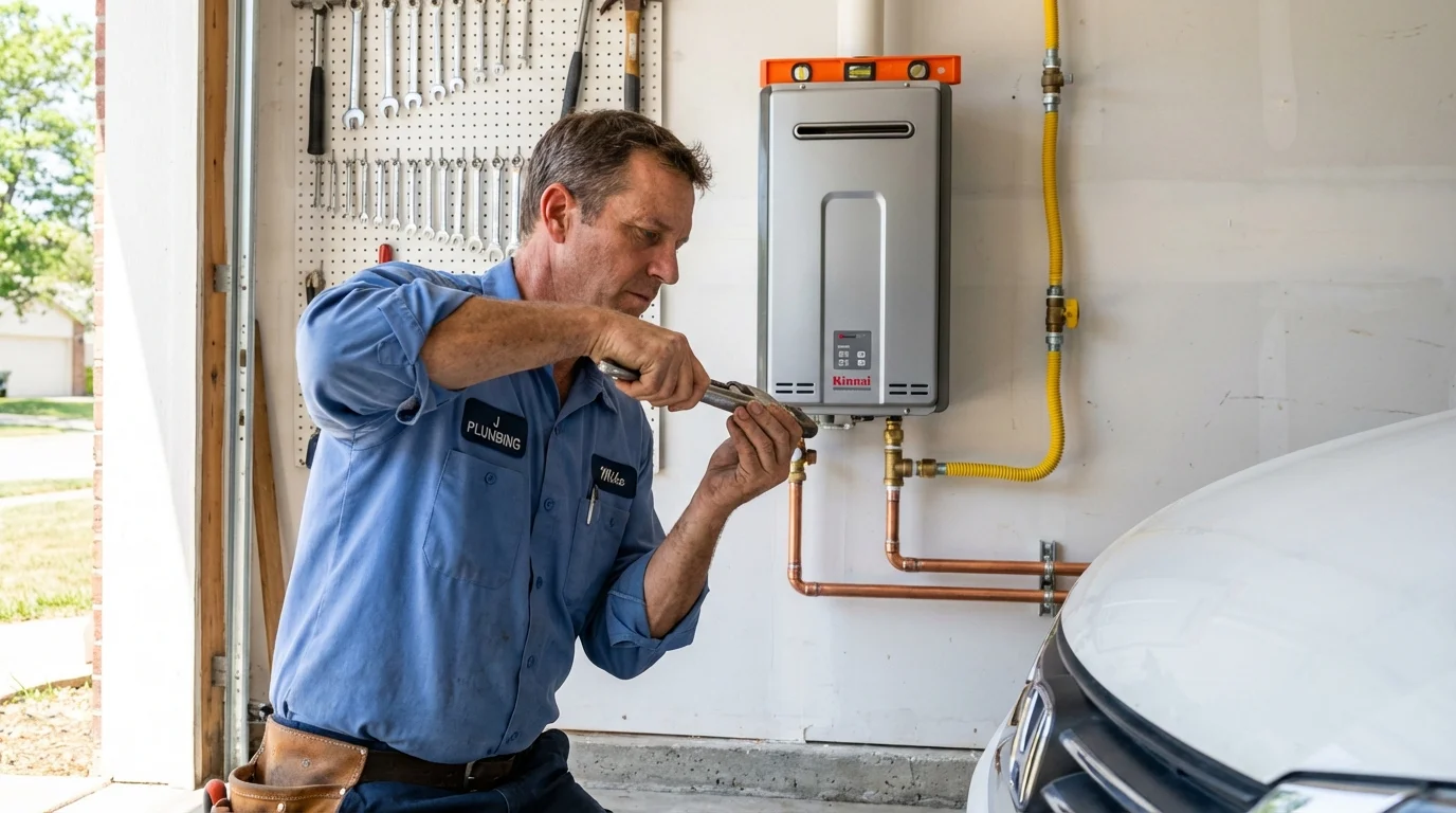 Tankless water heater installation by a Johns Plumbing LLC plumber in Mountain Grove